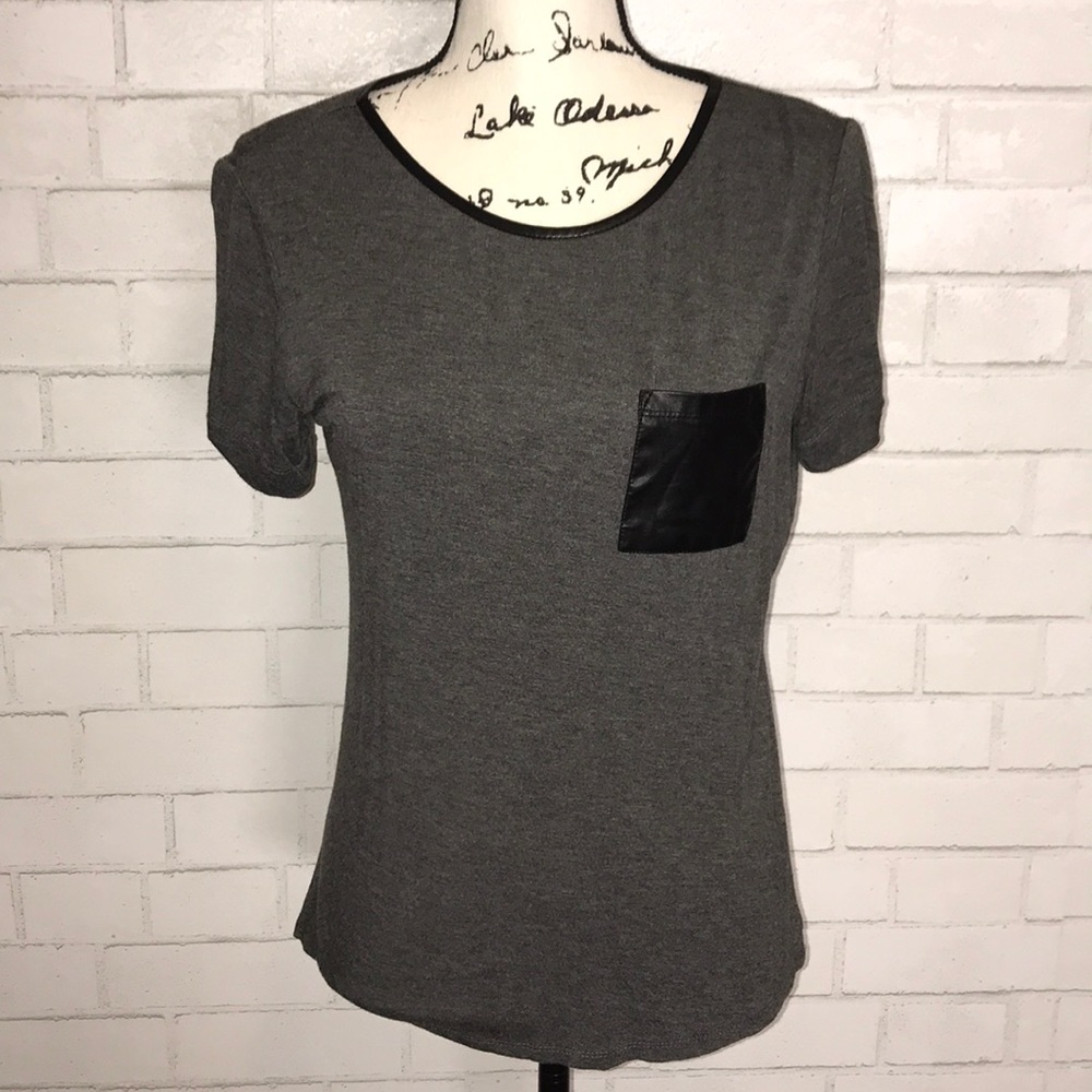WD.NY vegan leather & cloth tee shirt